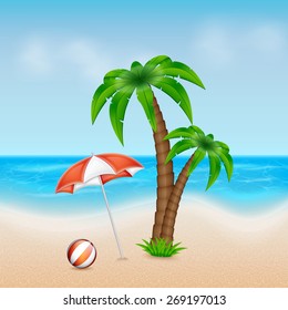 Summer background. Tropical sea and beach. EPS10 vector