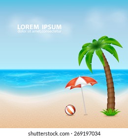 Summer background. Tropical sea and beach. EPS10 vector