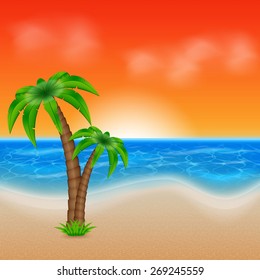 Summer background. Tropical sea and beach. EPS10 vector