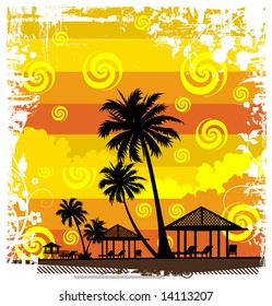 Summer background, tropical sun-splash with palm trees so you can add your own images (vector) 2