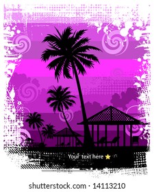 Summer background, tropical sun-splash with palm trees so you can add your own images (vector) 3