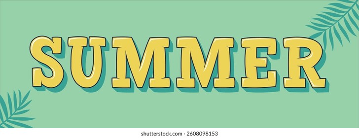 Summer background typography with tropical font, Vector illustration in trendy flat style