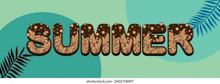 Summer background typography. Vector illustration in trendy flat style.