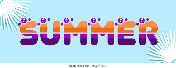 Summer background typography. Vector illustration in trendy flat style.