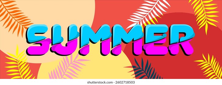 Summer background typography. Vector illustration in trendy flat style.
