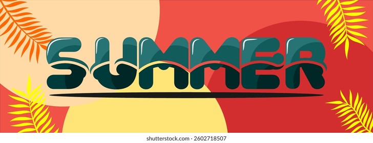 Summer background typography. Vector illustration in trendy flat style.