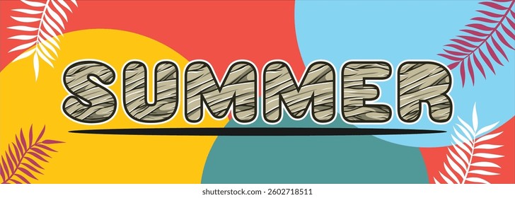 Summer background typography. Vector illustration in trendy flat style.