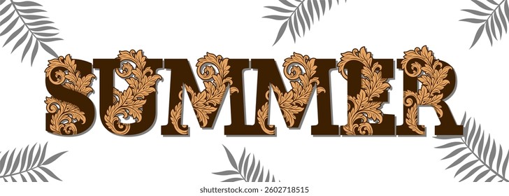 Summer background typography. Vector illustration in trendy flat style.