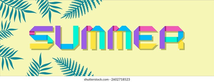 Summer background typography. Vector illustration in trendy flat style.