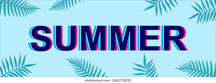 Summer background typography. Vector illustration in trendy flat style.