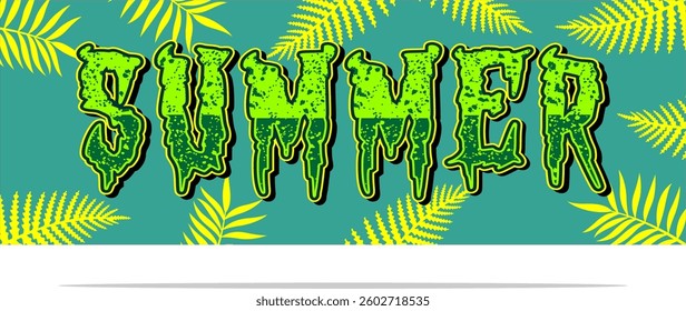 Summer background typography. Vector illustration in trendy flat style.