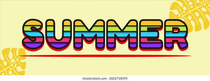 Summer background typography. Vector illustration in trendy flat style.