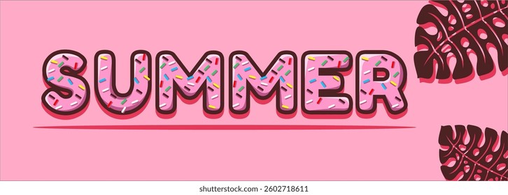 Summer background typography. Vector illustration in trendy flat style.