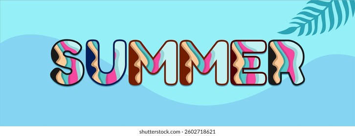 Summer background typography. Vector illustration in trendy flat style.