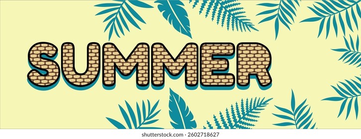 Summer background typography. Vector illustration in trendy flat style.
