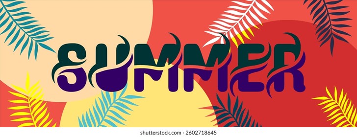 Summer background typography. Vector illustration in trendy flat style.