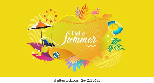 summer background, summer vacation concept, summer sale banner, poster design. for banners, cards, flyers, social media wallpapers, etc. Vector illustration