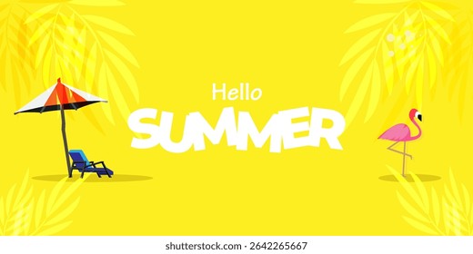 summer background, summer vacation concept, summer sale banner, poster design. for banners, cards, flyers, social media wallpapers, etc. Vector illustration
