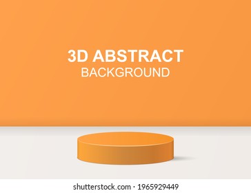 Summer background vector 3d , cylinder background in orange color. Abstract background 3d vector illustration concept. Scene for cosmetic presentation in vector file.