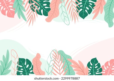 Diseño vectorial de fondo de verano con hojas tropicales