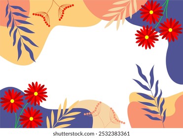Summer background vector design with tropical leaves