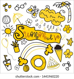 Summer background vector has many things related to relaxing the heat.
