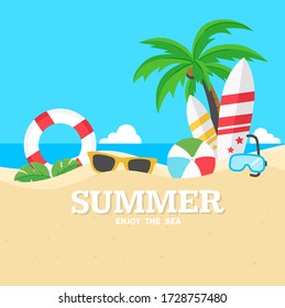 Summer Background Vector Illustration for Beach Holidays