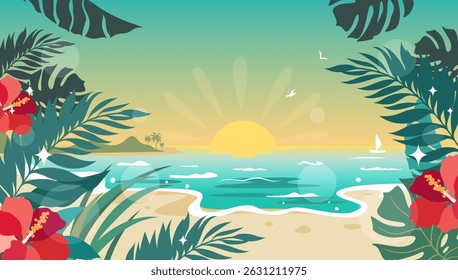 Summer background vector illustration. Summer beautiful illustration.