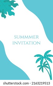 ilustración vectorial de fondo de verano con árbol de coco