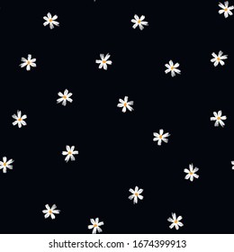Summer background. Vector seamless pattern with daisy flowers. Trendy print endless texture. Spring blossom floral illustration