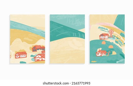 summer background vector set with mountains 