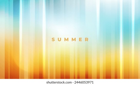 Summer background. Vibrant blurred color gradient banner with vertical dynamic lines for Summertime season creative graphic design. Vector illustration.