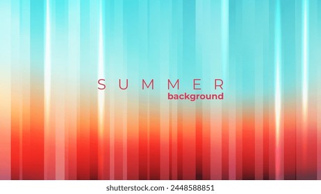 Summer background. Vibrant blurred color gradient banner with vertical dynamic lines for Summertime season creative graphic design. Vector illustration.
