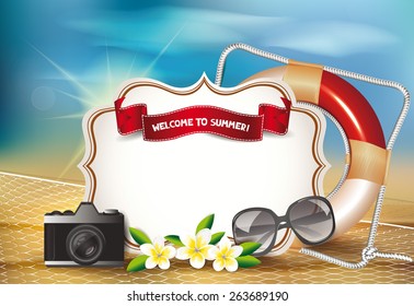 Summer background with view of the beach