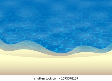 Summer background - view in front of beach with sands and water surfaces 