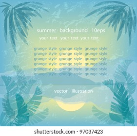 Summer background in vintage style, raster version