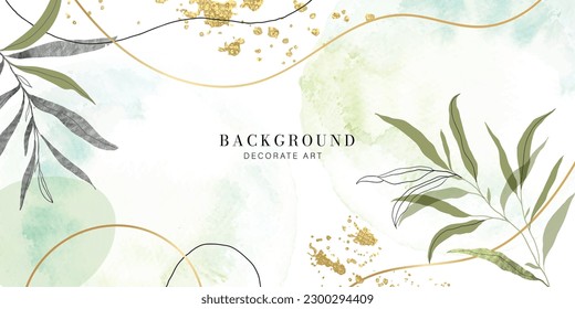 summer background watercolor arrangements with leaves. Botanical illustration minimal style.