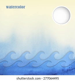 Summer background in watercolor style, vector illustration