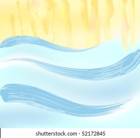 Fondo de verano en el estilo de acuarela, ilustración vectorial