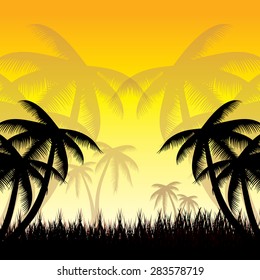 Summer background whit palm trees.vector