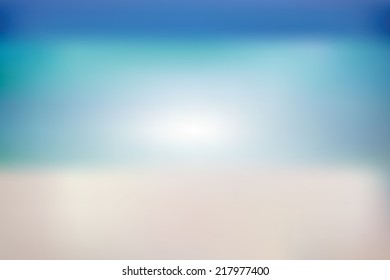 Summer background with white sand, sea and sky. Vector illustration