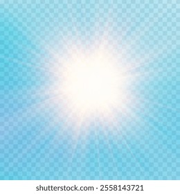 Summer background, wonderful blue sky with bright sun and sunlight