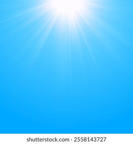 Summer background, wonderful blue sky with bright sun and sunlight