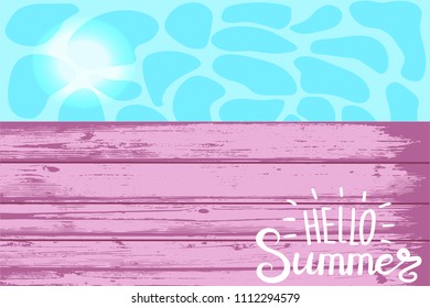 Summer background with wood and water.