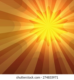 Summer background with yellow brown rays summer sun light burst. Hot star with space for your message. Vector illustration EPS 10 for design presentation, brochure layout page, cover book & magazine
