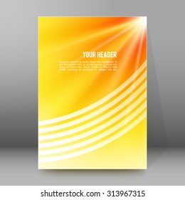 Summer background with yellow rays summer sun light burst. Hot announcement with space for your message. Vector illustration EPS 10 for design presentation, brochure layout page, cover book & magazine