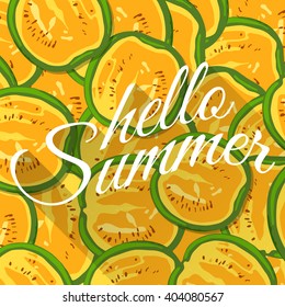 Summer background with yellow watermelons. Vector illustration.