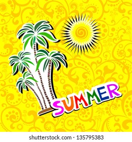 Summer background.Background with palm tree and place for your text. vector  illustration
