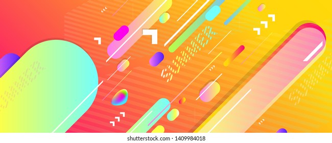 Summer backgrounds 3d holiday colorful vector Illustration graphic design poster flyer
