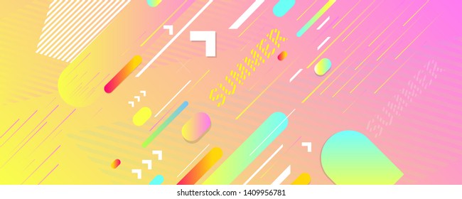 Summer backgrounds colorful 3d holiday vector Illustration graphic design poster flyer leaflet party art new